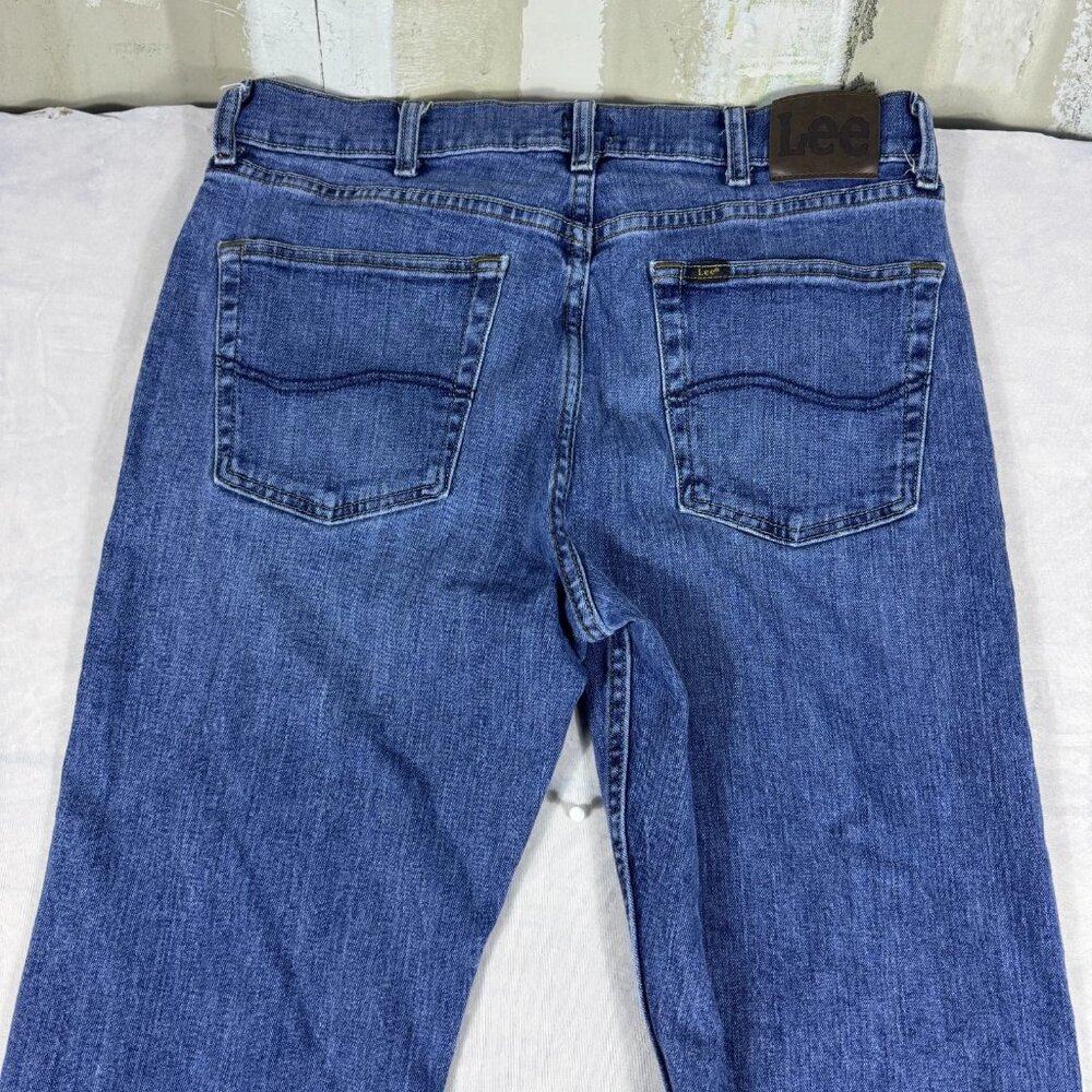Lee Premium Select Straight Jeans Mens Blue Denim Regular Fit Classic Size 34x30 - Picture 4 of 16